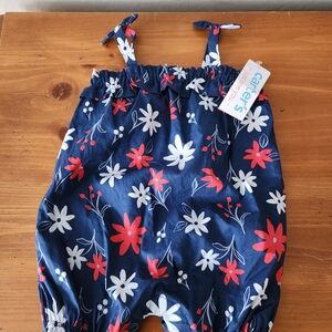 NWT Carter's 6m Blue and Red Floral Romper